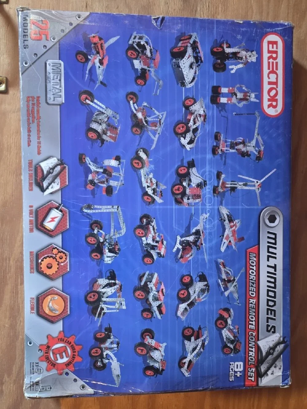 Vintage Erector Set Motorized Multi-Model Building Set in Silver & Red